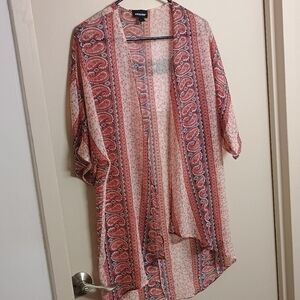 Joe Boxer Red, White And Blue Paisley Kimono Cardigan